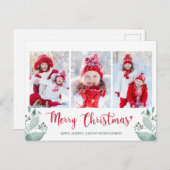 メリークリスマススクリプト水彩リーフ3写真 シーズンポストカード (正面/裏面)