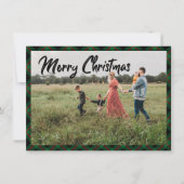 メリークリスマススクリプト海軍のプレイド写真の休日 ノートカード (正面)