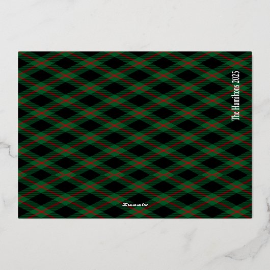 メリークリスマススクリプト海軍のプレイド写真の休日 箔招待状 (裏面)