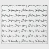 メリークリスマススクリプト白黒ミニマリズム ラッピングペーパー (フラット)