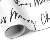 メリークリスマススクリプト白黒ミニマリズム ラッピングペーパー (ロールコーナー)