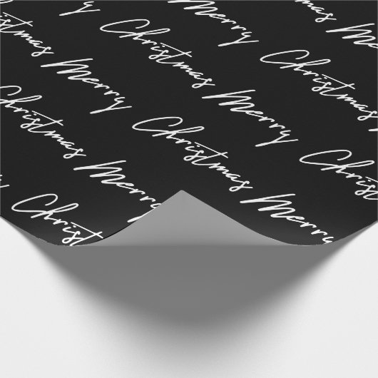 メリークリスマススクリプト白黒季節の冬 ラッピングペーパー (角)