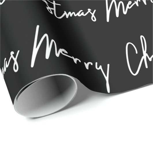 メリークリスマススクリプト白黒季節の冬 ラッピングペーパー (ロールコーナー)