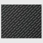 メリークリスマススクリプト白黒 ラッピングペーパー (フラット)