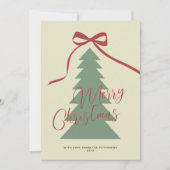 メリークリスマススクリプト赤い緑の木の非写真 シーズンカード (正面)