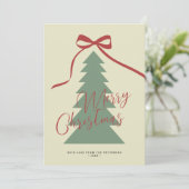 メリークリスマススクリプト赤い緑の木の非写真 シーズンカード (スタンド正面)