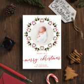 メリークリスマススクリプト赤と緑の写真 シーズンカード