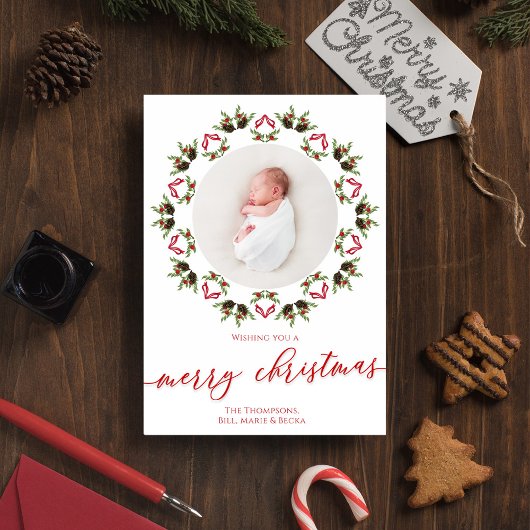 メリークリスマススクリプト赤と緑の写真 シーズンカード