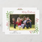 メリークリスマススクリプト離れの金ゴールド写真 シーズンカード (正面/裏面)