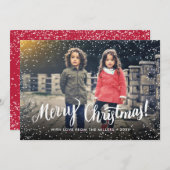 メリークリスマススクリプト雪パーソナライズされた片 シーズンカード (正面/裏面)