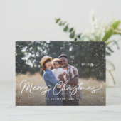 メリークリスマススクリプト雪写真クリスマス シーズンカード (スタンド正面)