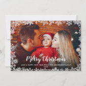 メリークリスマススクリプト雪片写真 シーズンカード (正面)