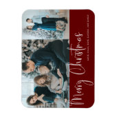 メリークリスマススクリプト2フォトコラージホリデーレッド マグネット (縦)