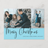 メリークリスマススクリプト2フォトホリデーブルー ポストカード (正面)