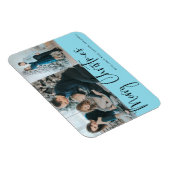 メリークリスマススクリプト2フォトホリデーブルー マグネット (右側)