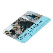 メリークリスマススクリプト2フォトホリデーブルー マグネット (左側)