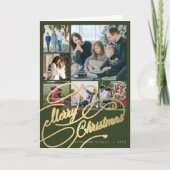 メリークリスマススクリプト6フォトコラージンググリーン シーズンカード (正面)