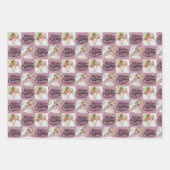 メリークリスマススクリプト6写真金ゴールド赤ピンク ラッピングペーパーシート (正面3)