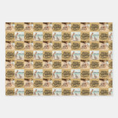 メリークリスマススクリプト6写真金ゴールド赤ピンク ラッピングペーパーシート (正面)