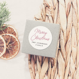 メリークリスマススクリプト&ファミリーパーソナライズされた名 ラウンドシール