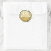 メリークリスマススクリプト |リース |金フェイク箔 ラウンドシール (バッグ)