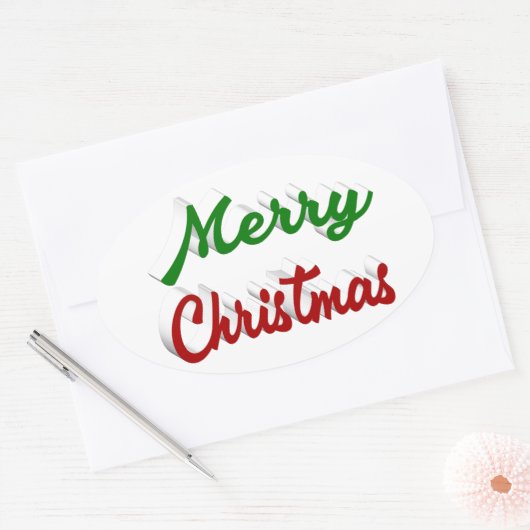 メリークリスマススクリプト 楕円形シール (封筒)