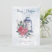 メリークリスマススクリプト（水彩ポインセチア付） シーズンカード (スタンド正面)