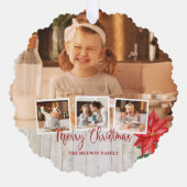 メリークリスマススクリプト， Poinsettia, 素朴 4-Photo オーナメントカード (正面)