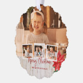 メリークリスマススクリプト， Poinsettia, 素朴 4-Photo オーナメントカード (左)