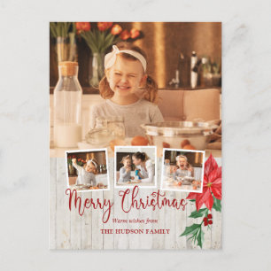 メリークリスマススクリプト, Poinsettia, 素朴 4-Photo シーズンポストカード