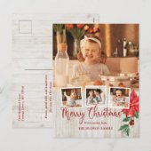 メリークリスマススクリプト， Poinsettia, 素朴 4-Photo シーズンポストカード (正面/裏面)