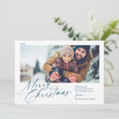 メリークリスマススクリプトNavy BlueとWhite 1写真 シーズンカード (スタンド正面)