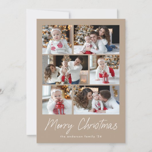 メリークリスマススクリプトTaupe 6フォトコラージュ シーズンカード (正面)