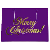 メリークリスマススクリプフェイクト金箔エレガント ラージペーパーバッグ (正面)