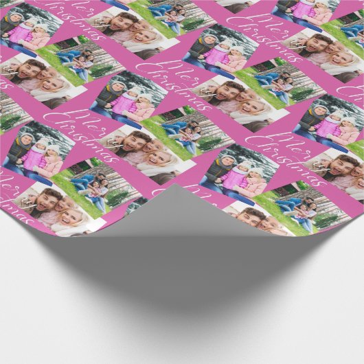 メリークリスマススクリプモダント3枚の写パーソナライズされた真 ラッピングペーパー (角)