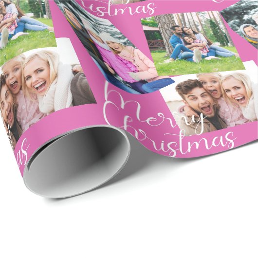 メリークリスマススクリプモダント3枚の写パーソナライズされた真 ラッピングペーパー (ロールコーナー)