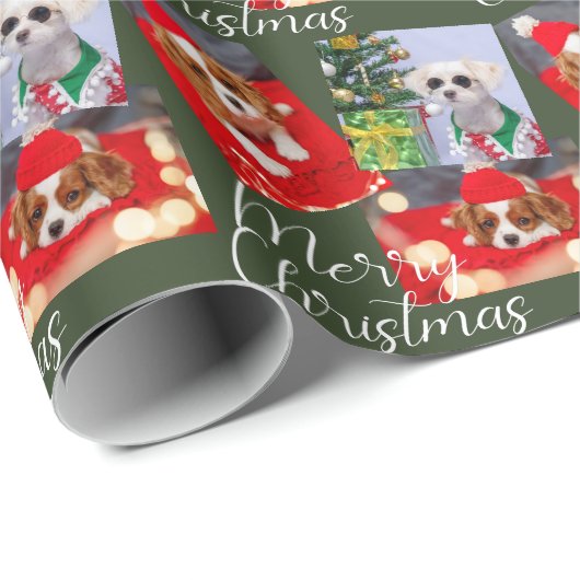 メリークリスマススクリプモダント3枚の写パーソナライズされた真 ラッピングペーパー (ロールコーナー)