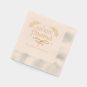 メリークリスマススクリプ企業のトパーソナライズされた名 箔ナプキン (左)