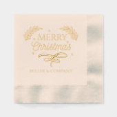 メリークリスマススクリプ企業のトパーソナライズされた名 箔ナプキン (正面)