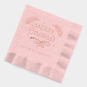 メリークリスマススクリプ企業のトパーソナライズされた名 箔ナプキン (左)
