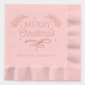 メリークリスマススクリプ企業のトパーソナライズされた名 箔ナプキン (正面)