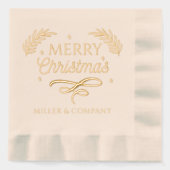 メリークリスマススクリプ企業のトパーソナライズされた名 箔ナプキン (正面)