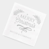 メリークリスマススクリプ企業のトパーソナライズされた名 箔ナプキン (左)