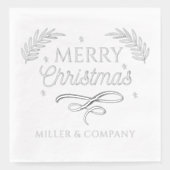 メリークリスマススクリプ企業のトパーソナライズされた名 箔ナプキン (正面)