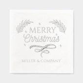 メリークリスマススクリプ企業のトパーソナライズされた名 箔ナプキン (正面)