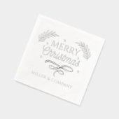メリークリスマススクリプ企業のトパーソナライズされた名 箔ナプキン (左)