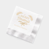 メリークリスマススクリプ企業のトパーソナライズされた名 箔ナプキン (左)