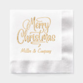 メリークリスマススクリプ企業のトパーソナライズされた名 箔ナプキン (正面)