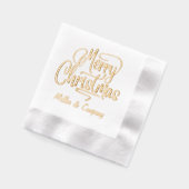 メリークリスマススクリプ企業のトパーソナライズされた名 箔ナプキン (左)