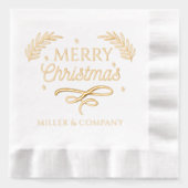 メリークリスマススクリプ企業のトパーソナライズされた名 箔ナプキン (正面)
